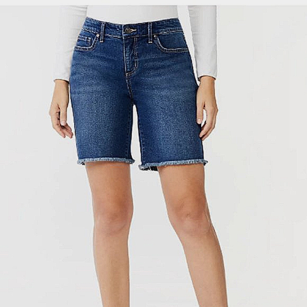 Women 8 New Skinny Bermuda Stretch Shorts Comfy Perfect Fit Jeans Mid Rise Denim